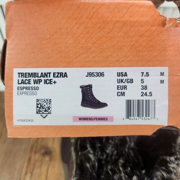 Merrell Tremblant Ezra Lace WP Ice+ Womens Size 7.5 Espresso Brown Vibram Boots - Picture 13 of 13